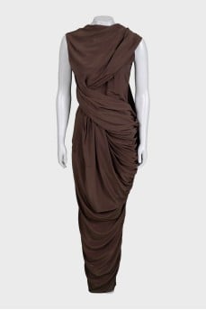 Brown draped maxi dress