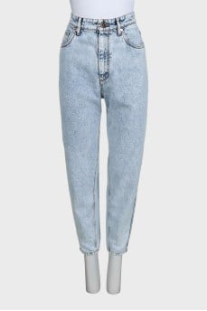 Голубые джинсы high waist