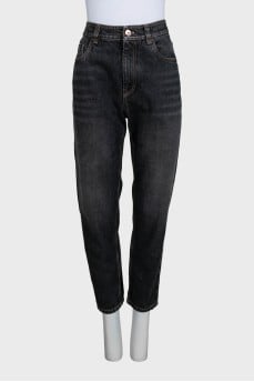 Джинсы tapered fit на высокой талии