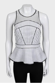 Fitted white top with peplum