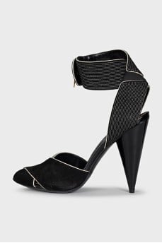 Black suede strappy heels