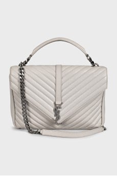 Gray leather College bag