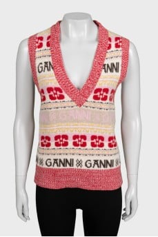 Red printed vest