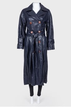 Dark blue double-breasted trench coat