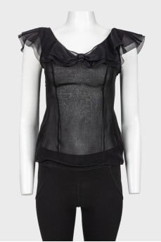 Semi-transparent ruffle top