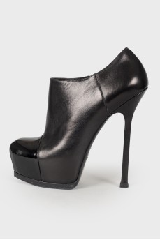 Patent toecap stiletto boots