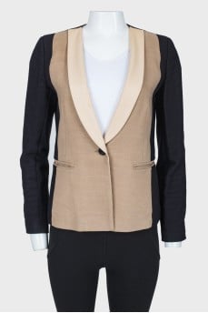 Jacket with leather lapels