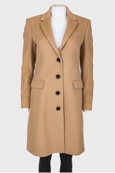 Straight fit wool coat