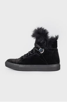Black velvet boots