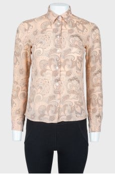 Silk shirt with abstract pattern
