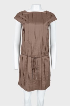 Dress with pleated waistband