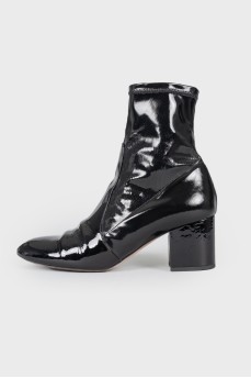Patent leather ankle boots