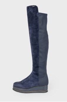 High suede wedge boots