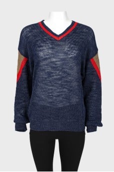 Knitted navy blue pullover