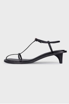 Square toe leather sandals