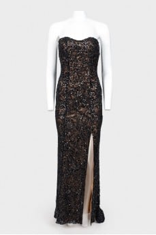 Evening silk dress with sequins