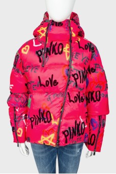 Pink printed jacket with tag
