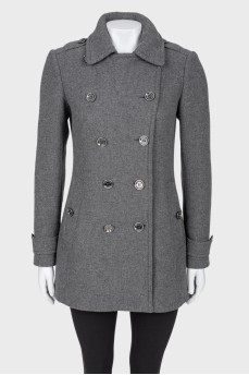 Gray coat with a double-breasted collar