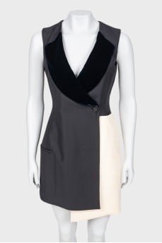 Black and white dress with velvet collar