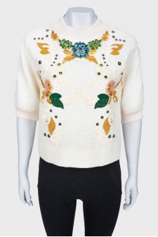 Svitshot with embroidery and rhinestones