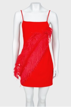Dress decorated with a large feather