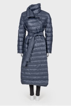 Long down jacket with belt
