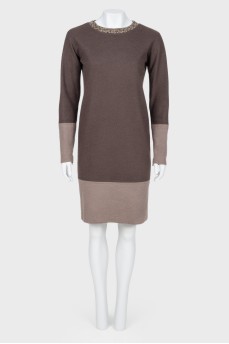 Wool dress with rhinestones