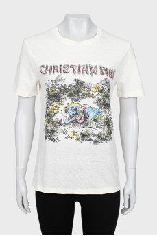 White Shift T-shirt with Print