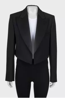 Cropped jacket with satin lapels