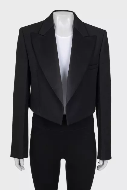Cropped jacket with satin lapels