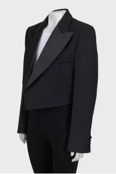 Cropped jacket with satin lapels