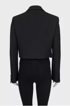Cropped jacket with satin lapels