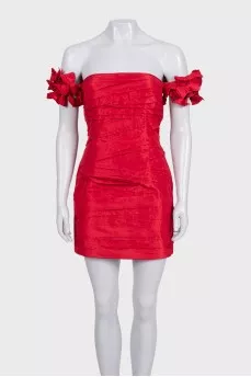 Red silk corset dress