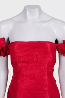 Red silk corset dress