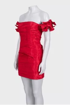 Red silk corset dress
