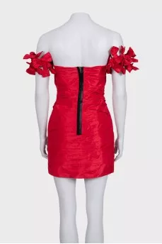 Red silk corset dress