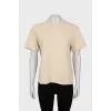 Beige T-shirt with embroidered logo