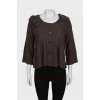 Brown cardigan decorated with flowers