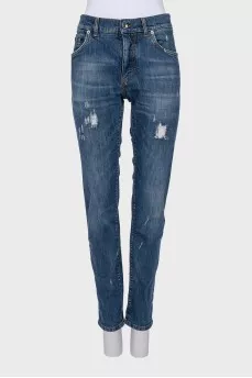 Blue tapered fit jeans