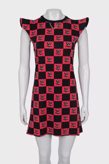 Plaid dress with monogram