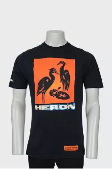 Men's Black T-Shirt with Embossed Logo