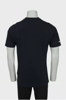 Men's Black T-Shirt with Embossed Logo