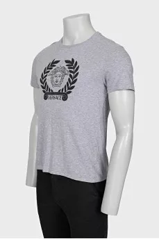 Men's Grey T-Shirt with Black Print