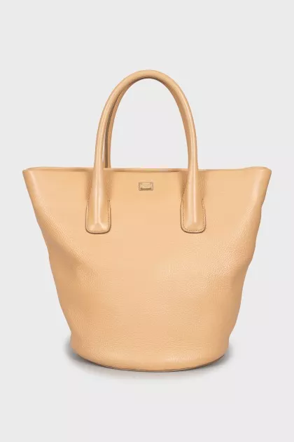 Leather Tote Bag with High Handles