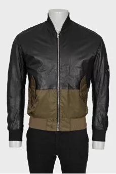 Men's leather jacket with textile bottom