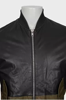 Men's leather jacket with textile bottom