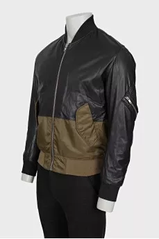 Men's leather jacket with textile bottom