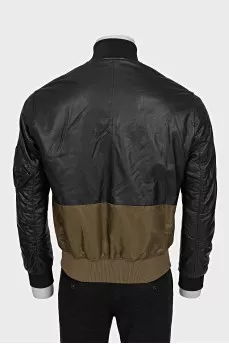 Men's leather jacket with textile bottom