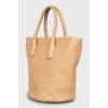 Leather Tote Bag with High Handles