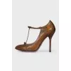 Leather T-strap shoes